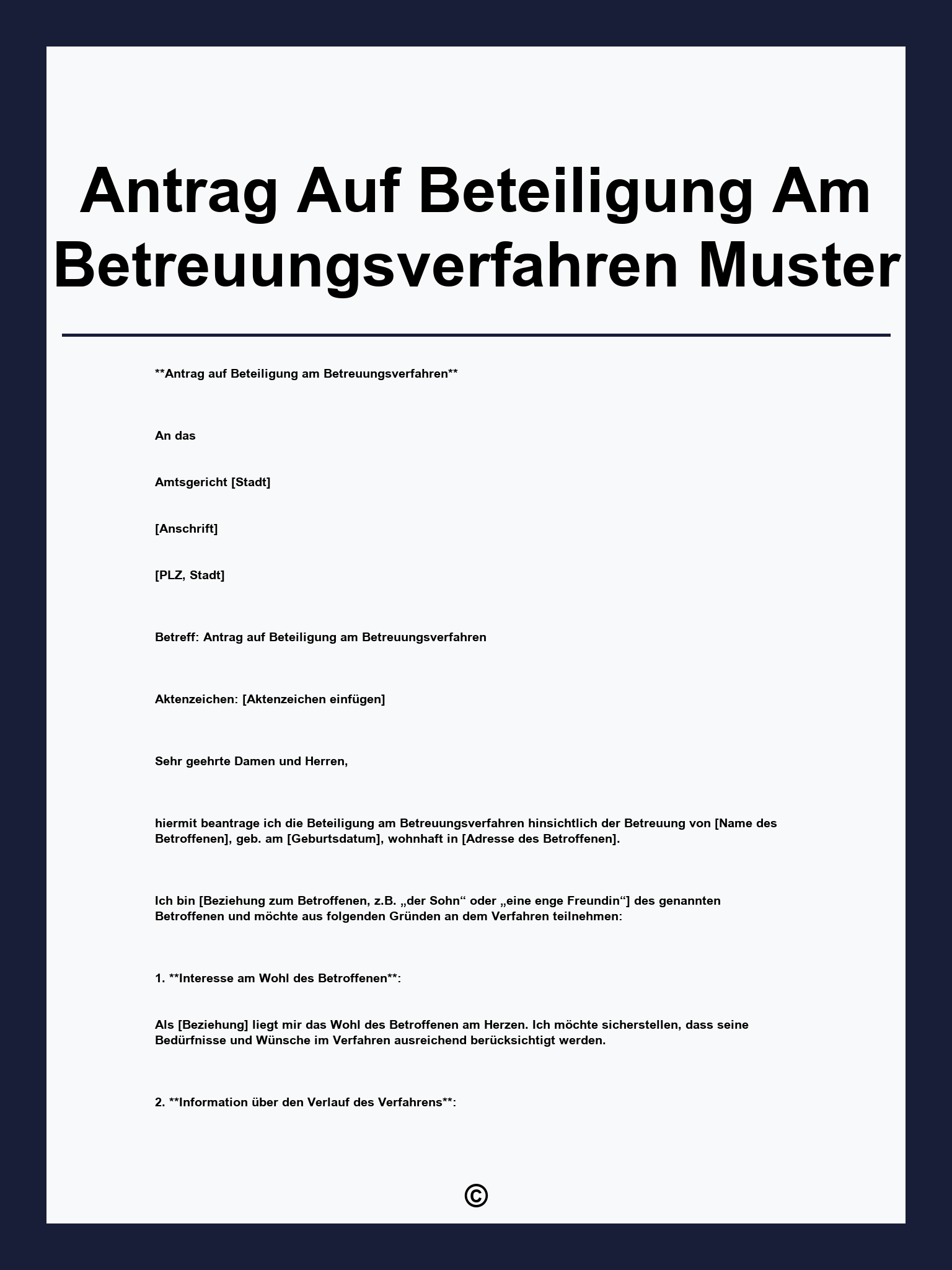 Antrag Auf Beteiligung Am Betreuungsverfahren Muster