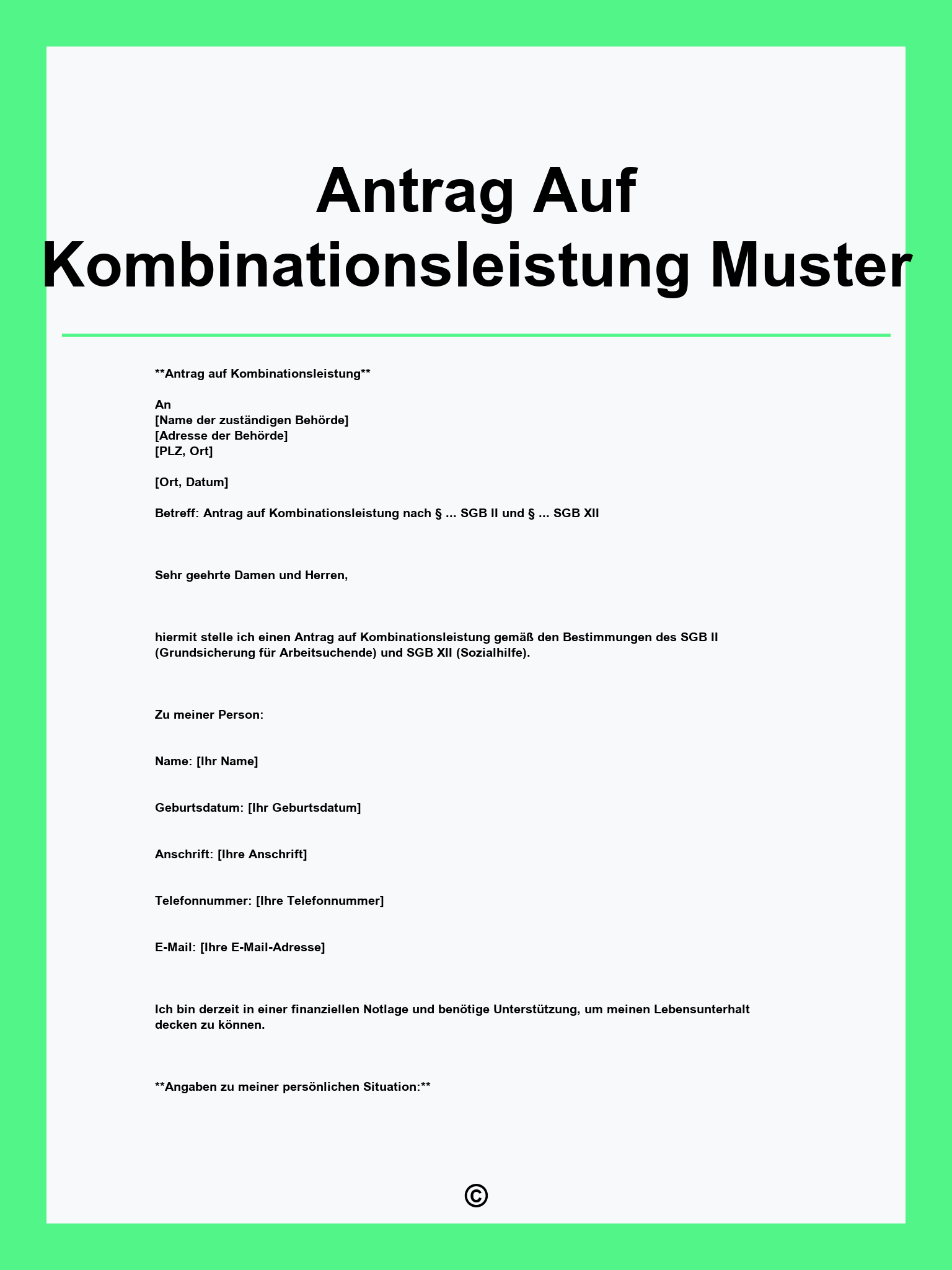 Antrag Auf Kombinationsleistung Muster