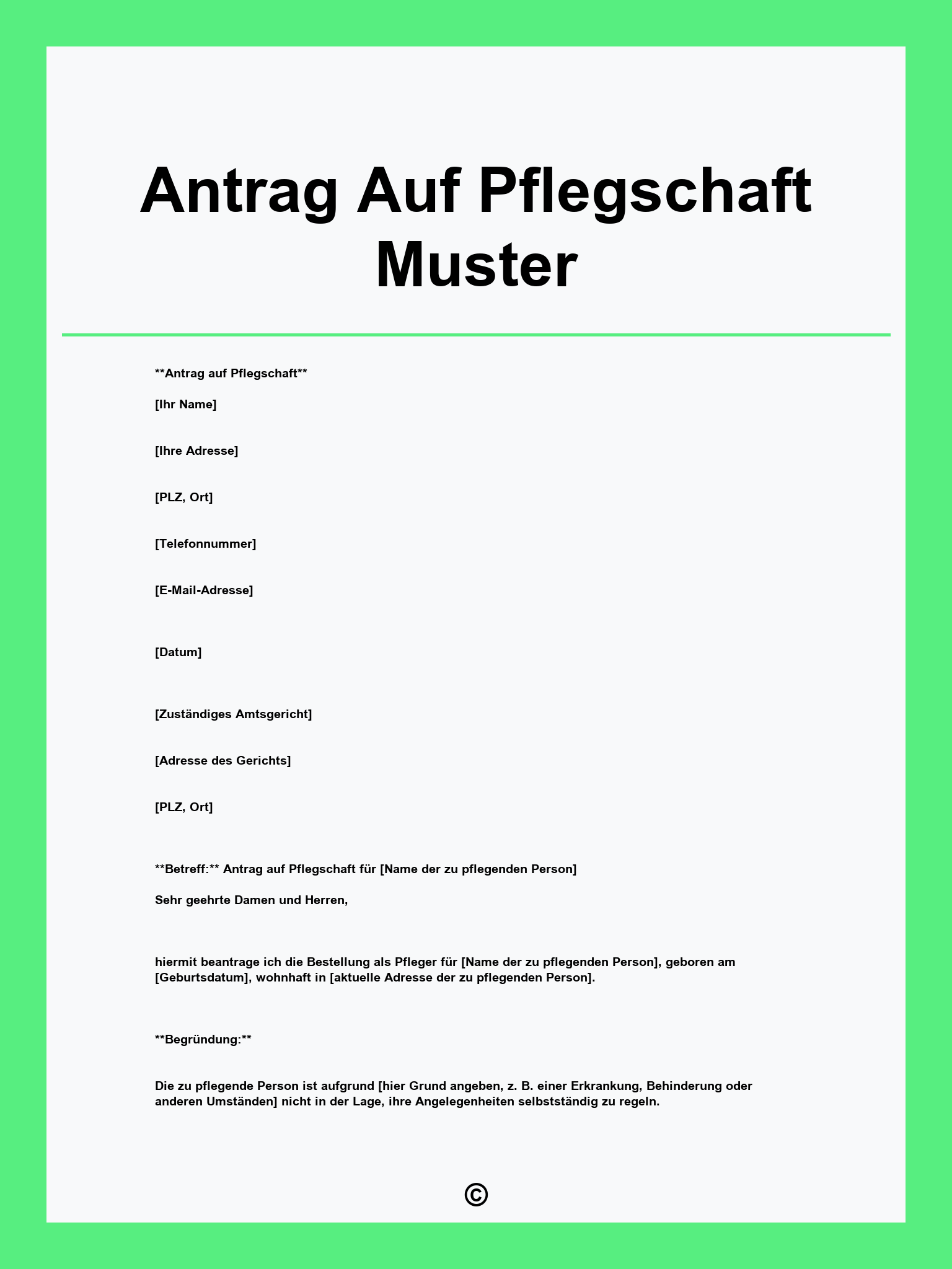 Antrag Auf Pflegschaft Muster