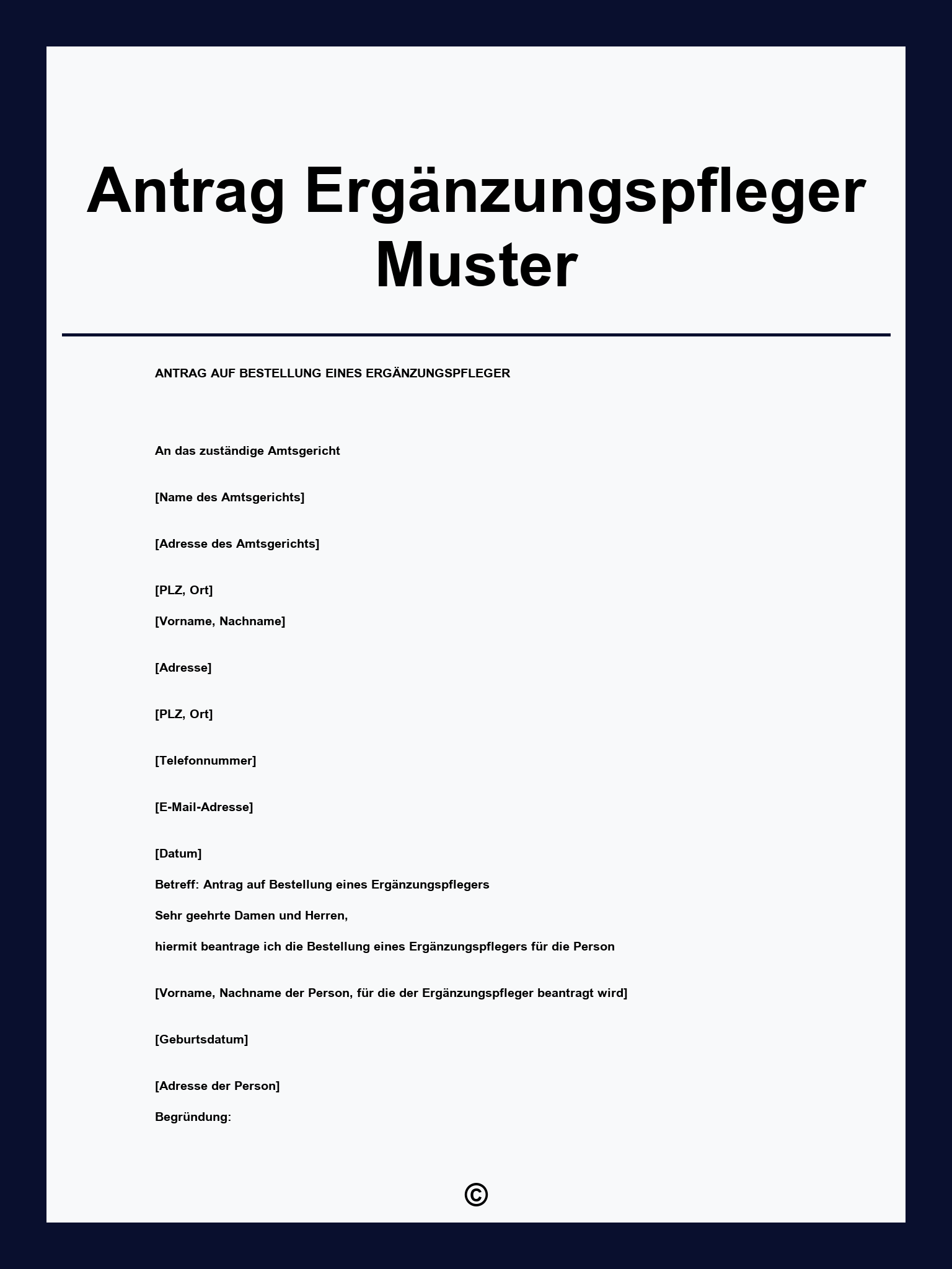 Antrag Ergänzungspfleger Muster