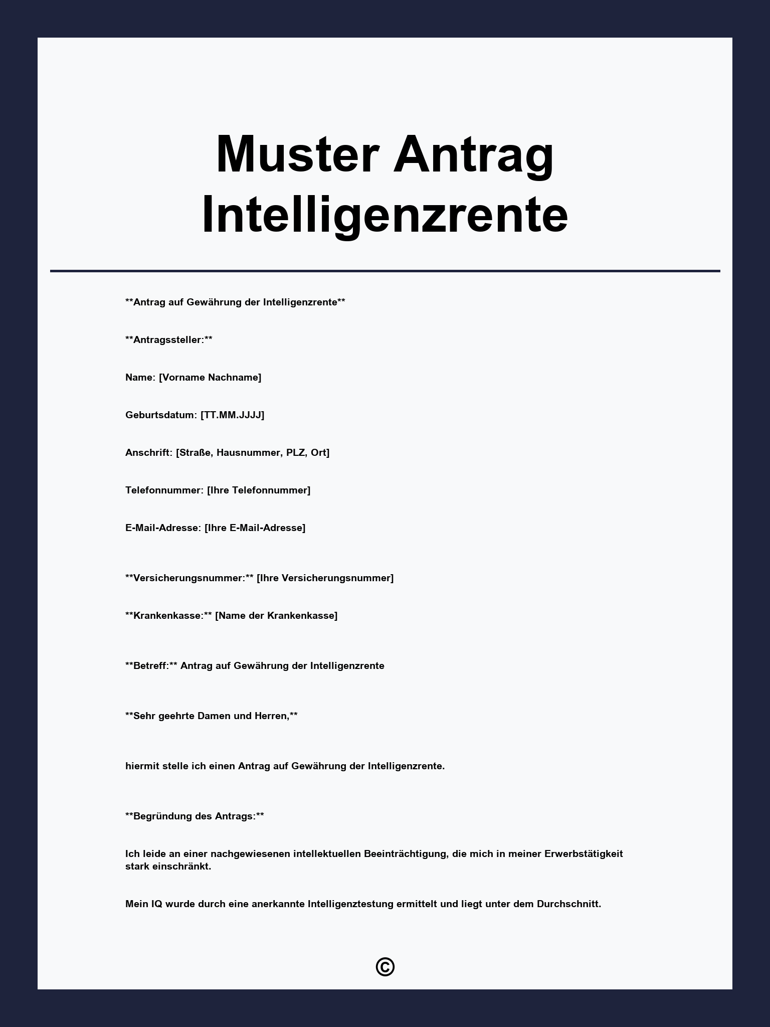 Muster Antrag Intelligenzrente
