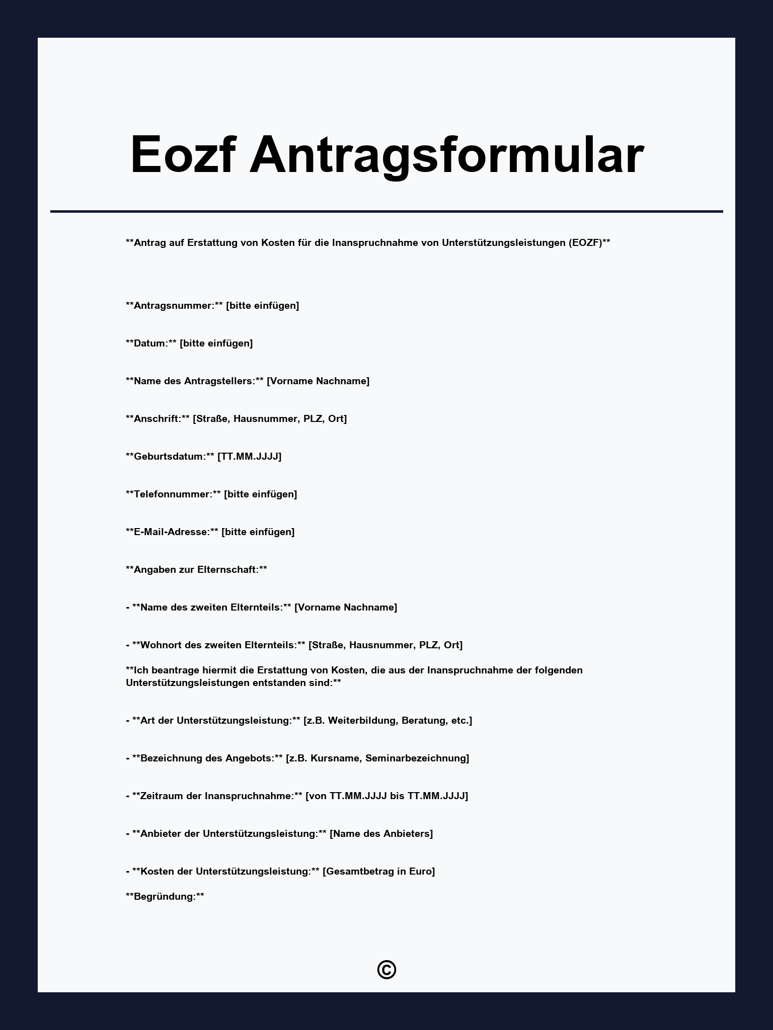 Eozf Antragsformular