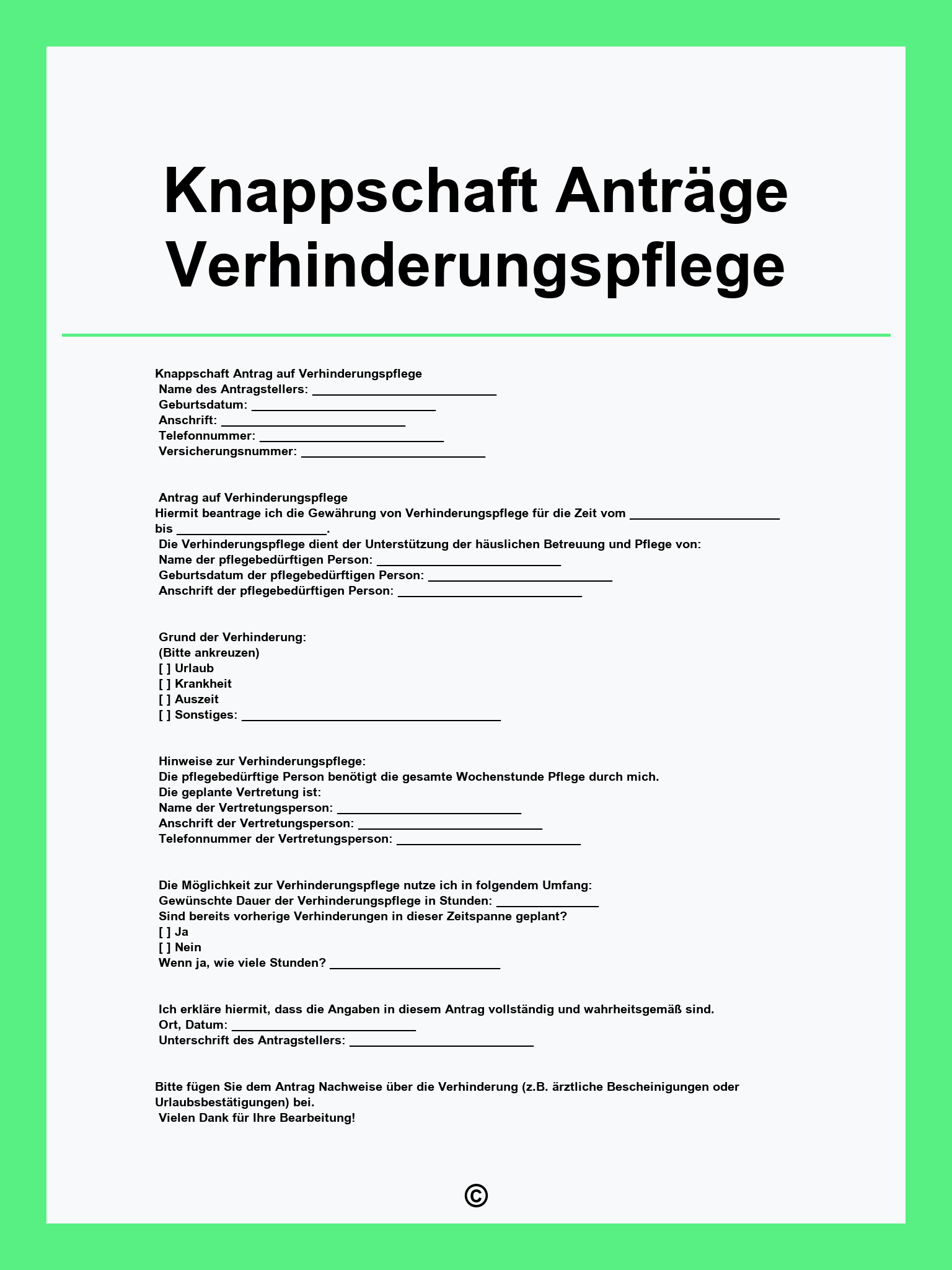 Knappschaft Anträge Verhinderungspflege