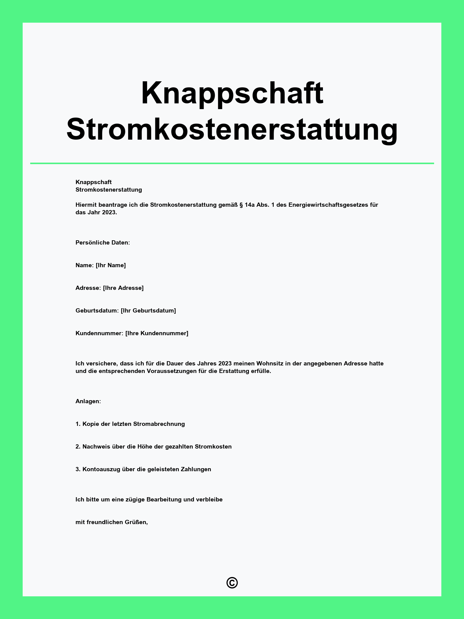 Knappschaft Stromkostenerstattung