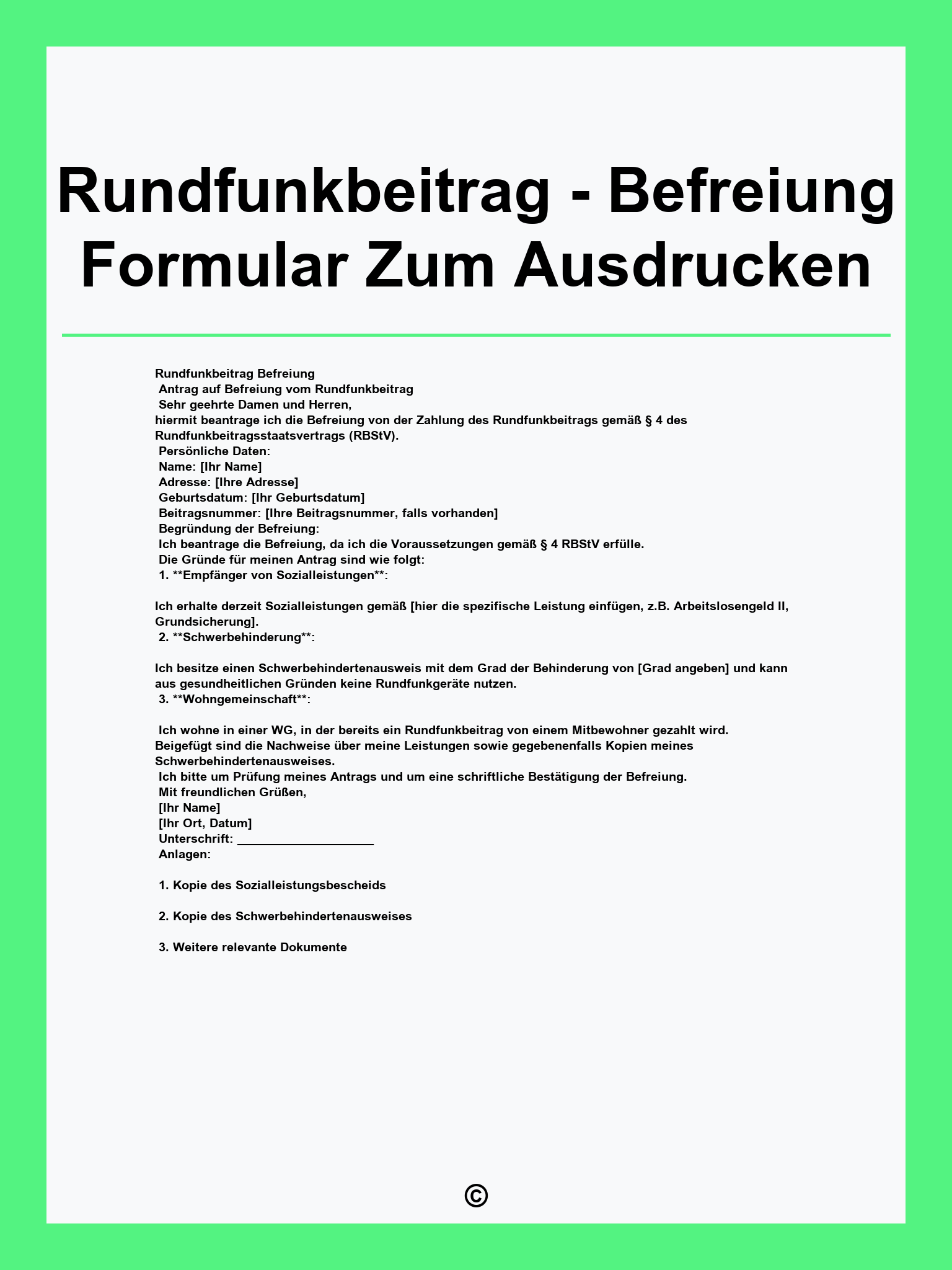 Rundfunkbeitrag - Befreiung Formular Zum Ausdrucken