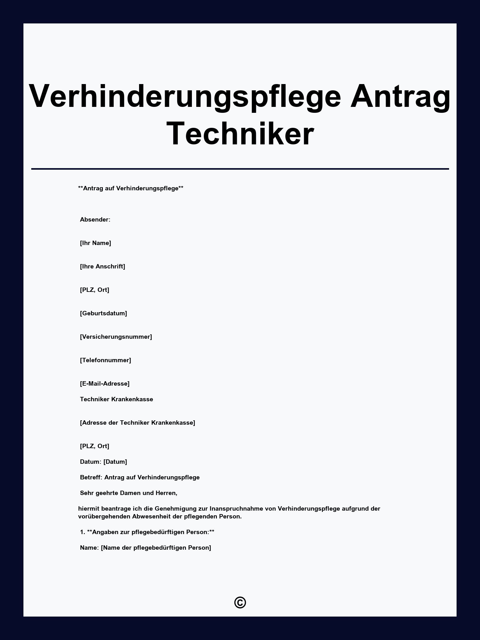 Verhinderungspflege Antrag Techniker